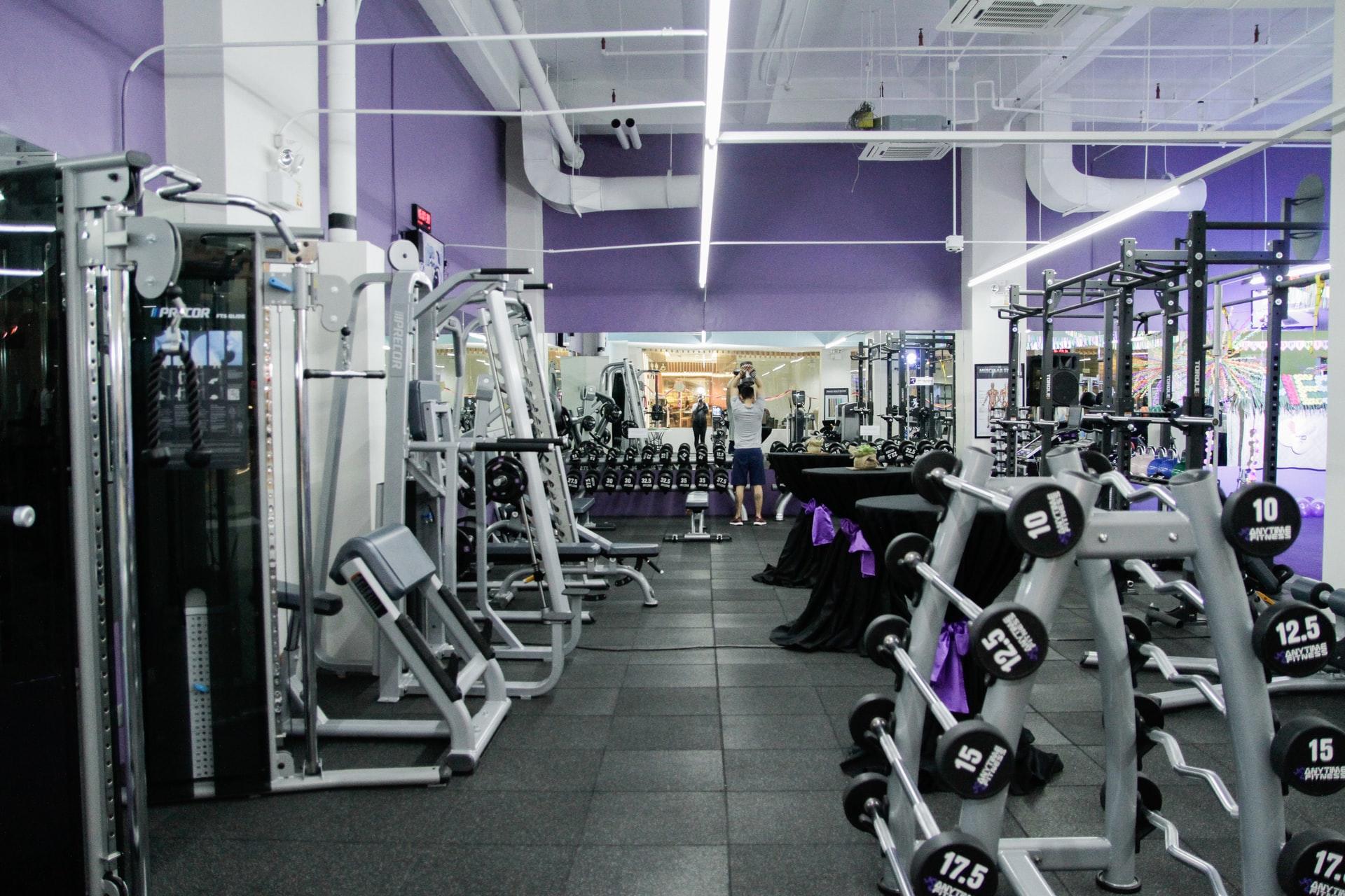 Today's gyms are large and well-lit, with lots of equipment