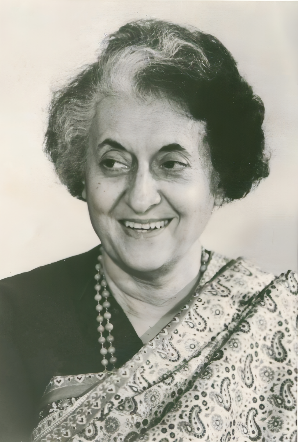 black and white portrait of indira gandhi