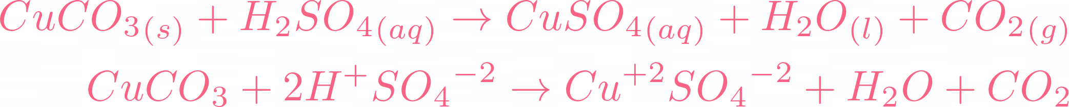 Breaking the reaction of copper carbonate with sulphuric acid in its ions